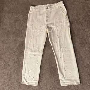 Pacsun White Splatter Paint Carpenter Baggy Jeans